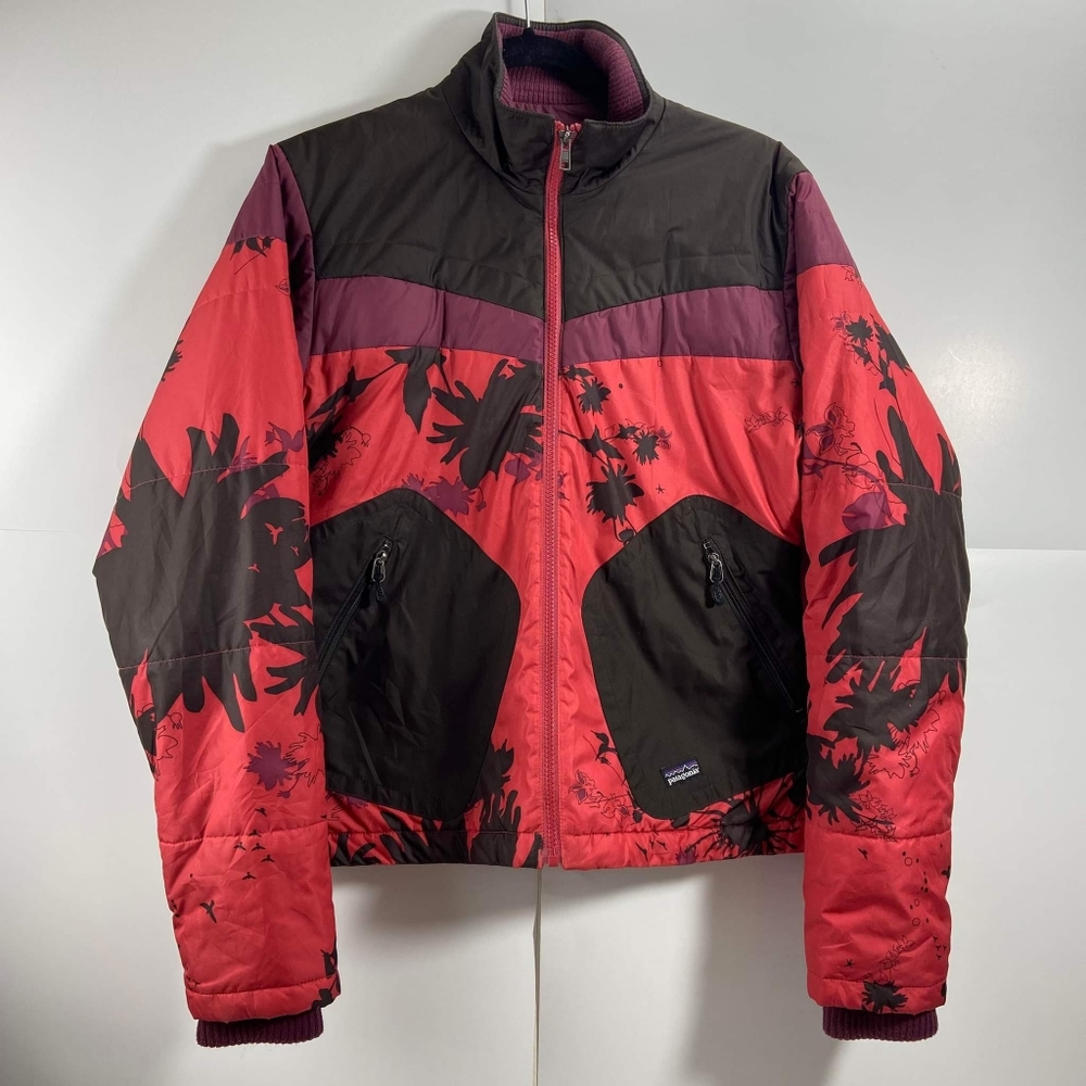 Patagonia Womens small Retro Puffer Jacket Bird Floral Print ZipUp puffer jacket